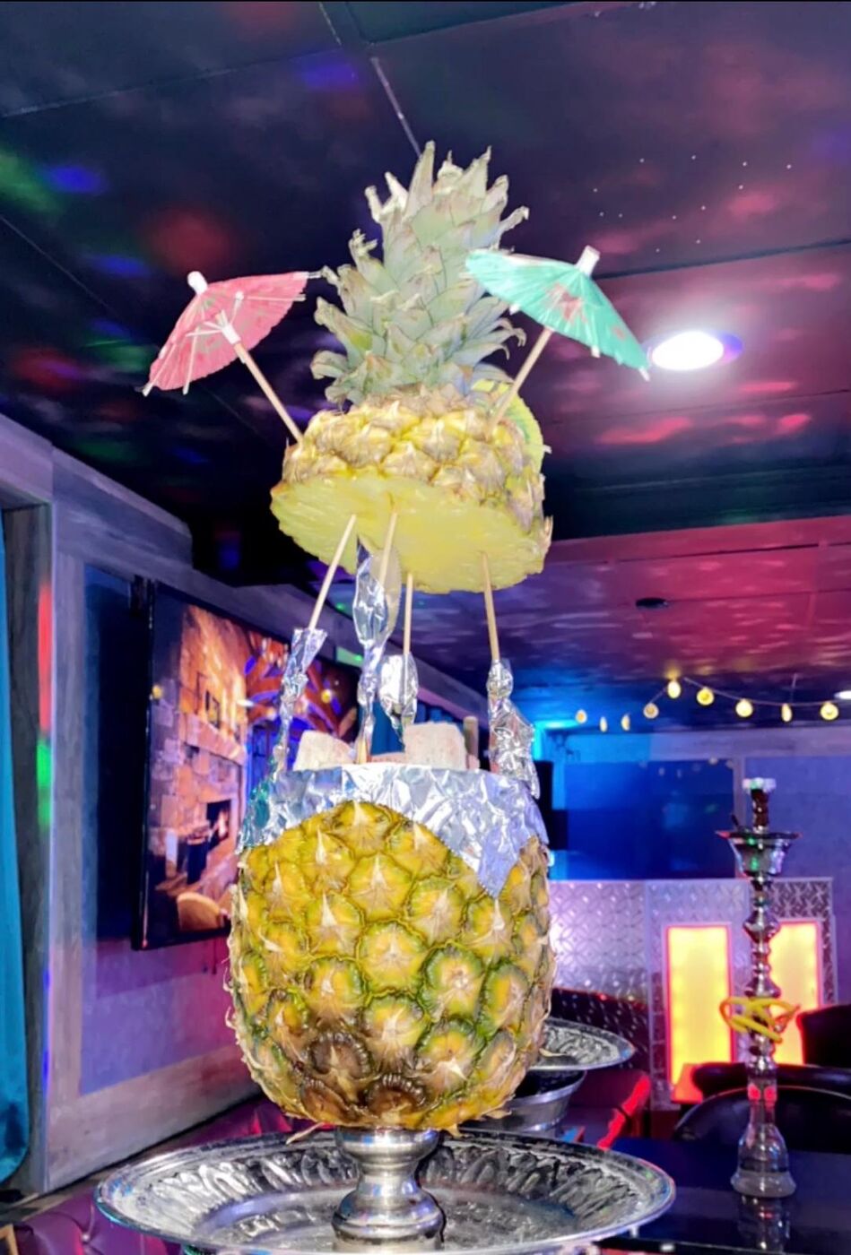 Pineapple hookah centerpiece at Babylon
